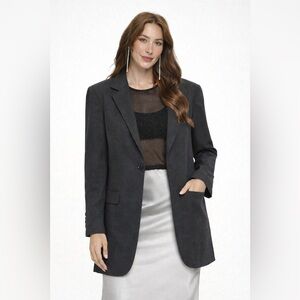 Louis Martin Blazer Jacket Womens Size 4 Black Wool Blend Dark Academia Prep